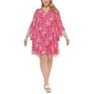 Calvin Klein Plus Womens Floral Knee Shift Dress Size 18W